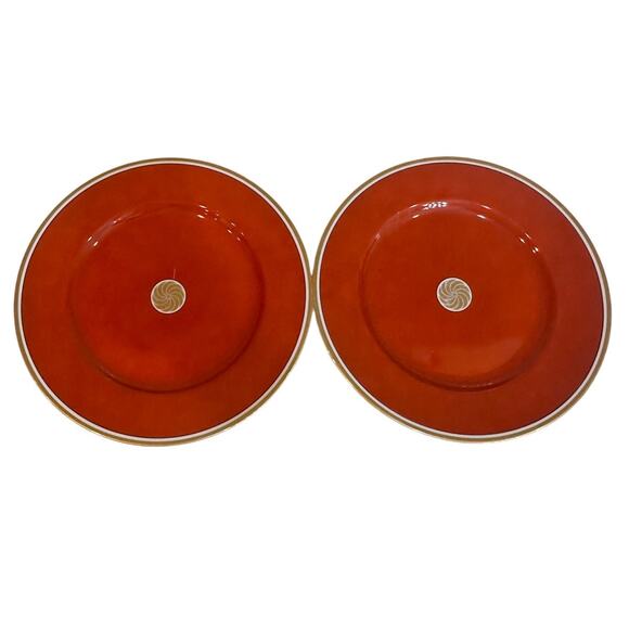 Fitz & Floyd Medallion d' Or Orange Chop Plate 12" Set of 2 - Picture 1 of 5